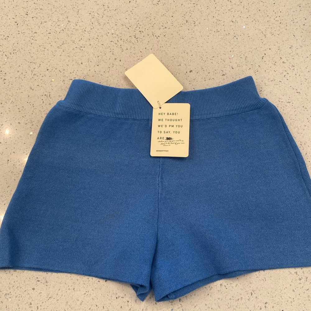 Blue Knit Shorts
